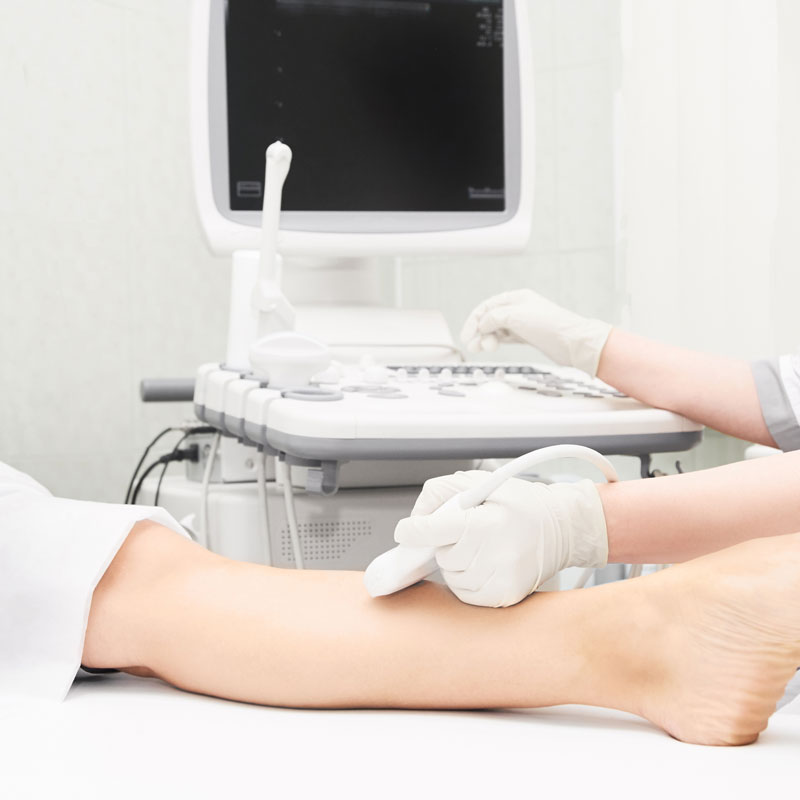 ultrasound being performed on leg