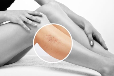 Close-up of spider veins on leg highlighting affected area in Phoenix, AZ, & surrounding areas